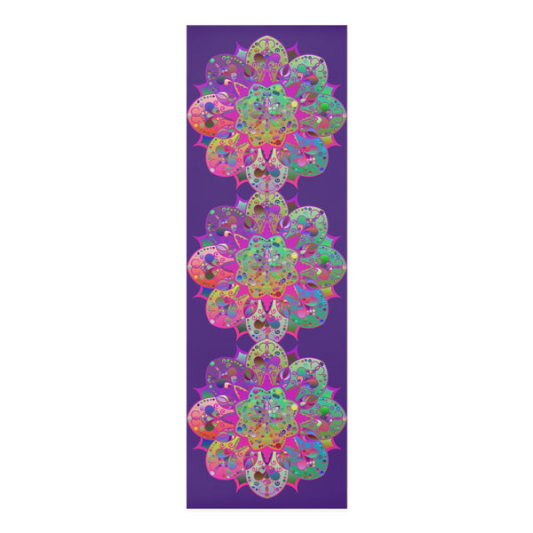 Hand - Drawn Purple Mandala Foam Yoga Mat - 24" x 72" x 0.25" - Blululi