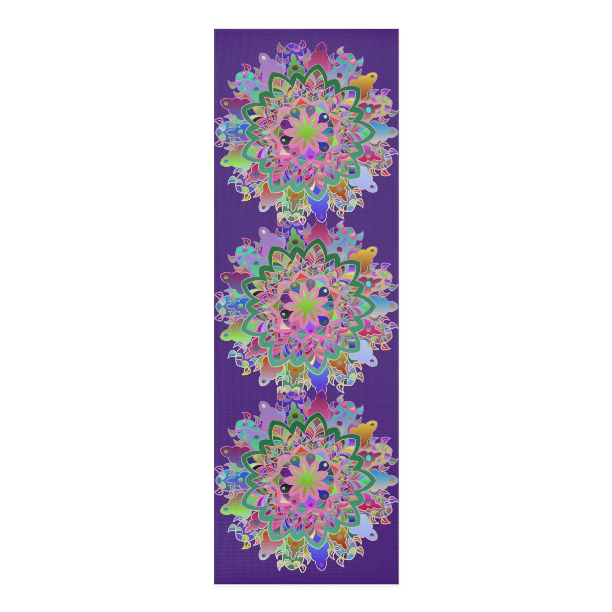 Hand - Drawn Purple Mandala Foam Yoga Mat - 24" x 72" x 0.25" - Blululi