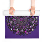 Hand - Drawn Purple Mandala Foam Yoga Mat - 24" x 72" x 0.25" - Blululi
