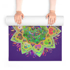 Hand - Drawn Purple Mandala Foam Yoga Mat - 24" x 72" x 0.25" - Blululi