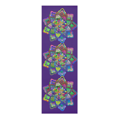 Hand - Drawn Purple Mandala Foam Yoga Mat - 24" x 72" x 0.25" - Blululi