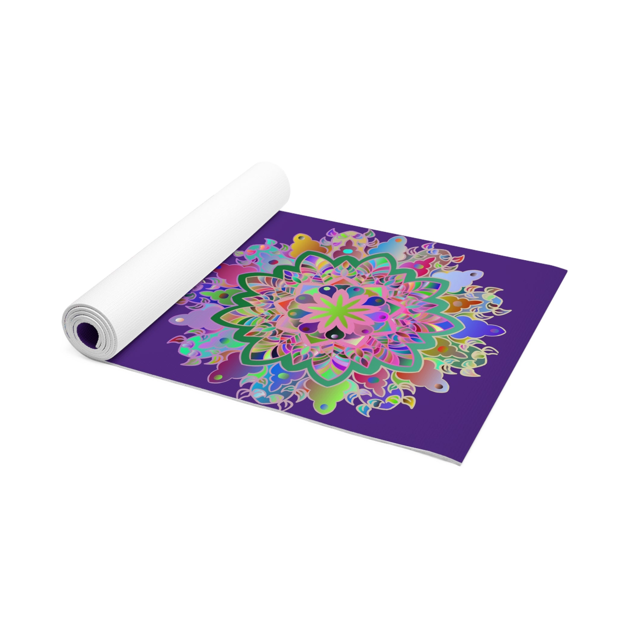 Hand - Drawn Purple Mandala Foam Yoga Mat - 24" x 72" x 0.25" - Blululi