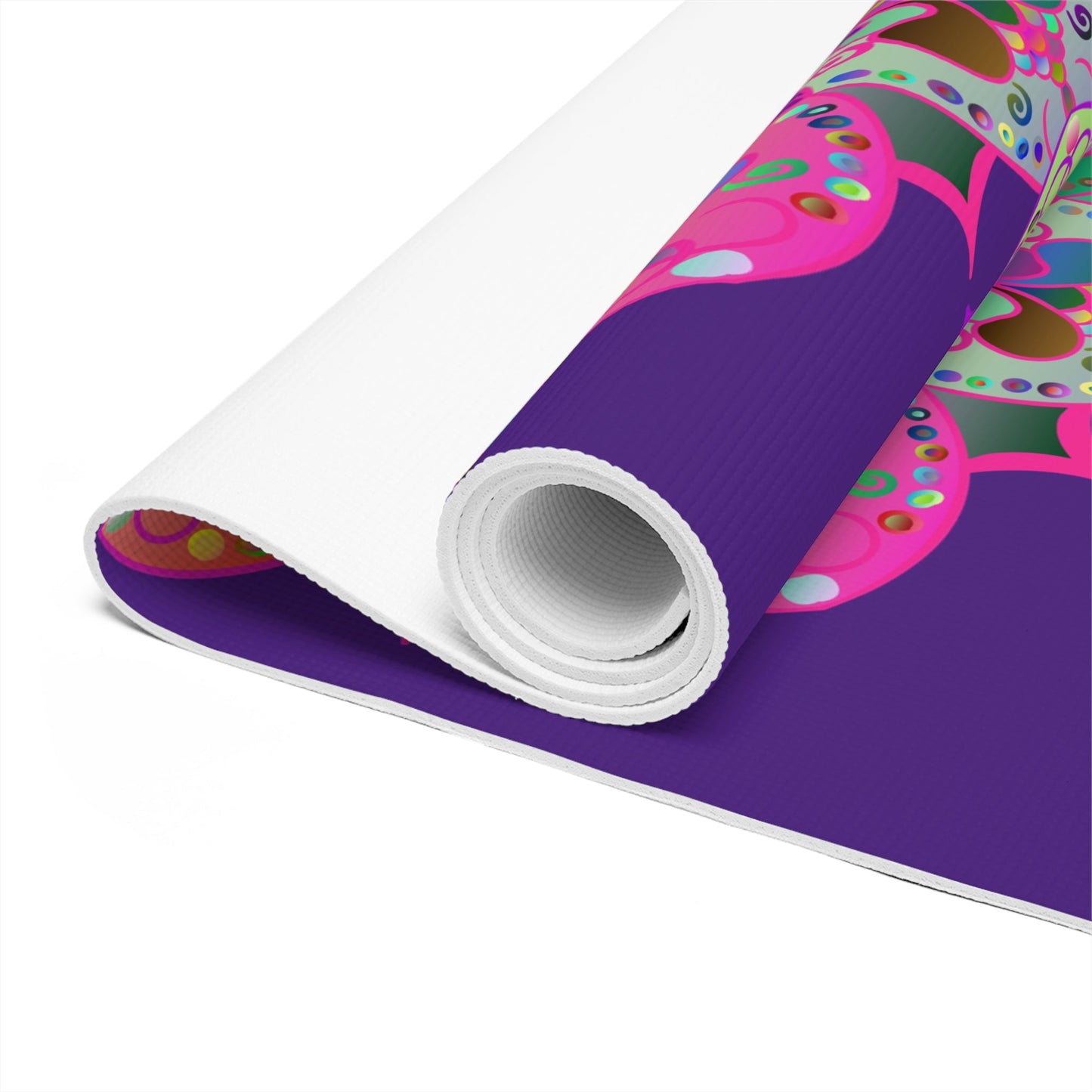 Hand - Drawn Purple Mandala Foam Yoga Mat - 24" x 72" x 0.25" - Blululi