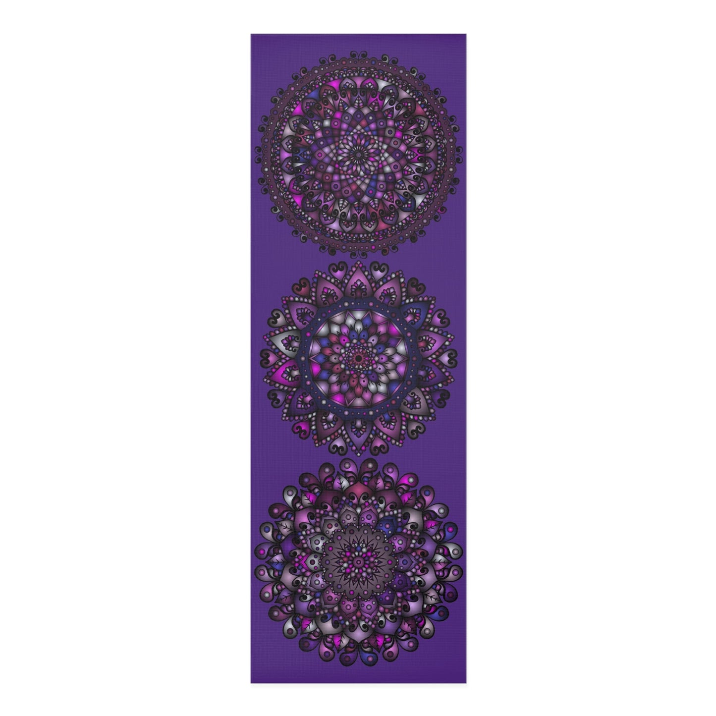 Hand - Drawn Purple Mandala Foam Yoga Mat - 24" x 72" x 0.25" - Blululi