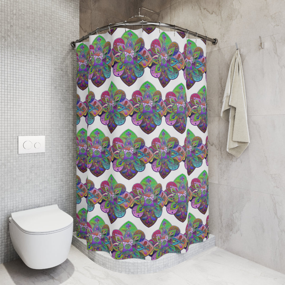 Handmade Mandala Art White Shower Curtains Home Decor - Blululi