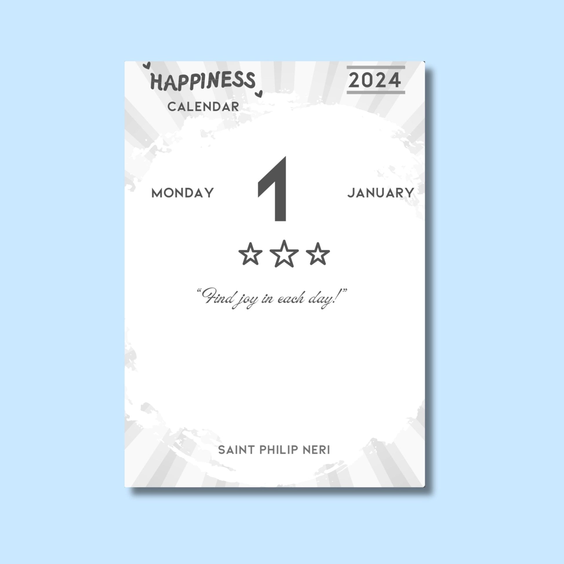 Happiness Calendar 2024 : enjoy an entire Year of Daily Inspiration! Inspirational Quotes, Printable PDF, Digital Supply, Stationery Stores digital download - Blululi