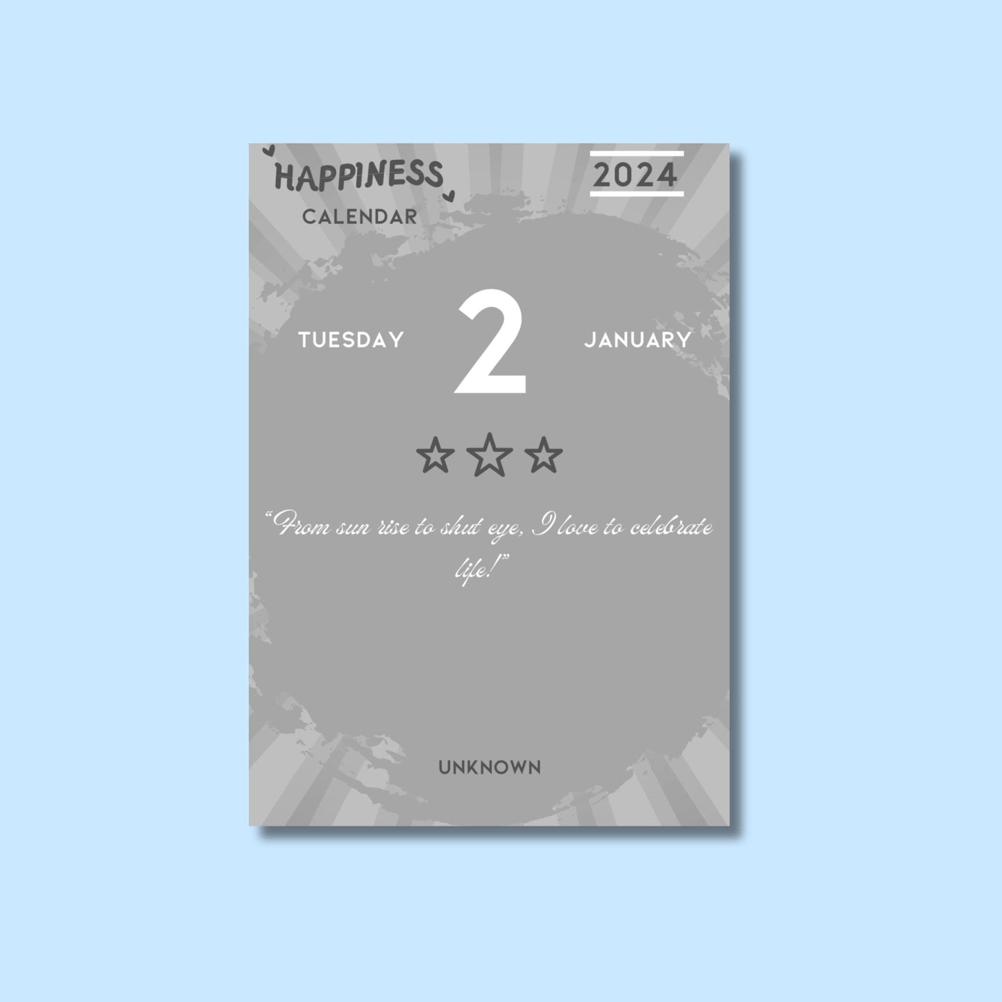 Happiness Calendar 2024 : enjoy an entire Year of Daily Inspiration! Inspirational Quotes, Printable PDF, Digital Supply, Stationery Stores digital download - Blululi