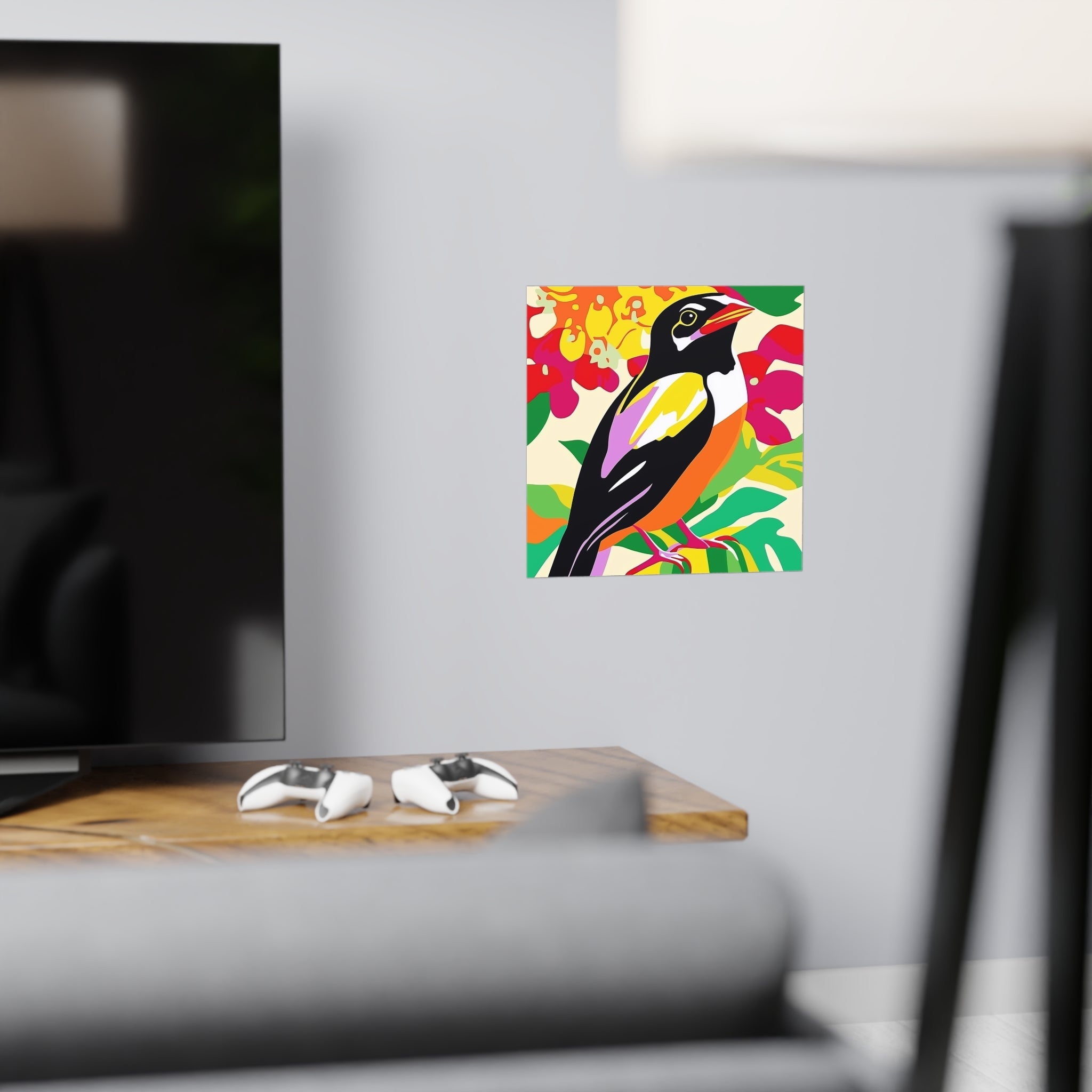 Happy Bird in Colorful Savanna Poster Poster - Blululi