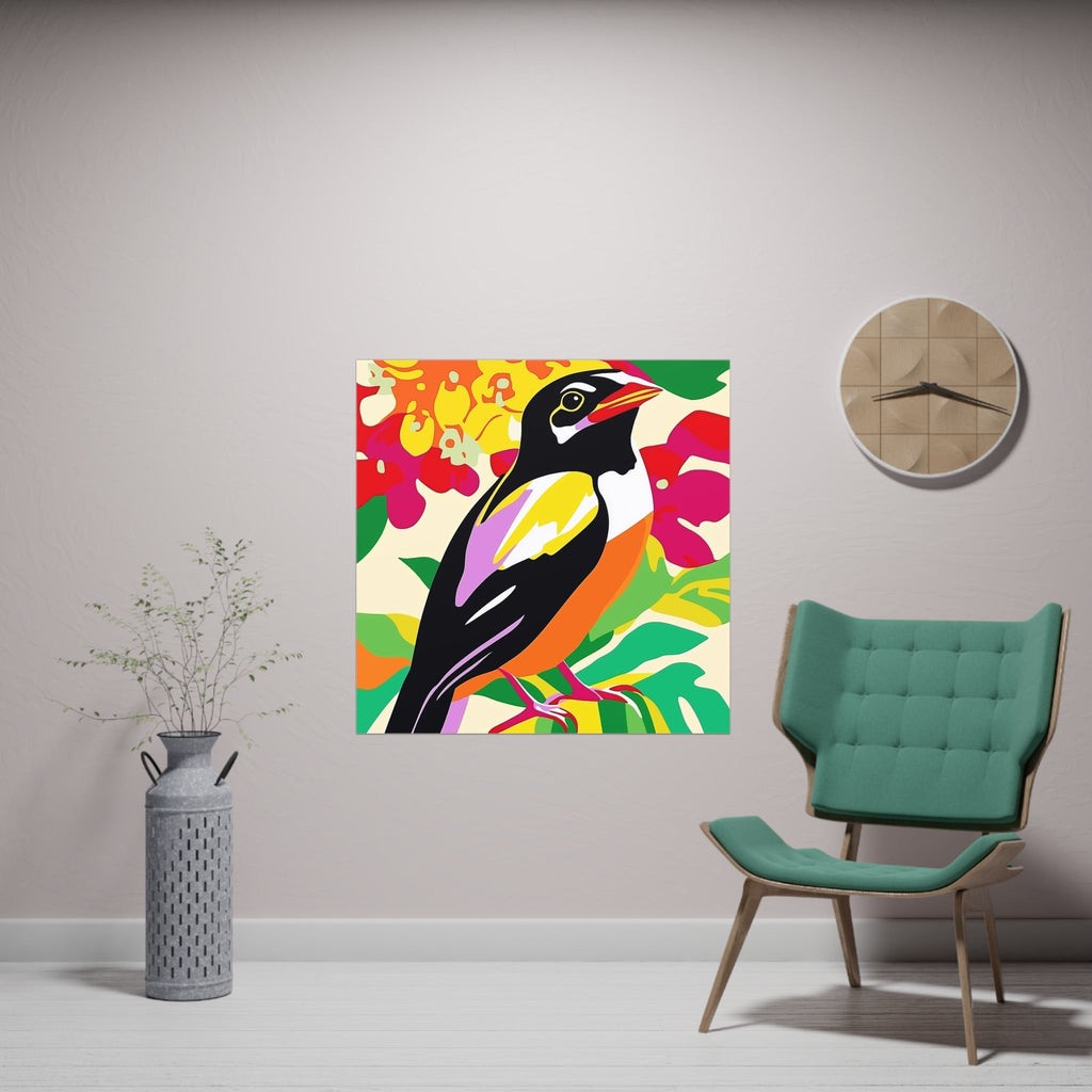 Happy Bird in Colorful Savanna Poster Poster - Blululi