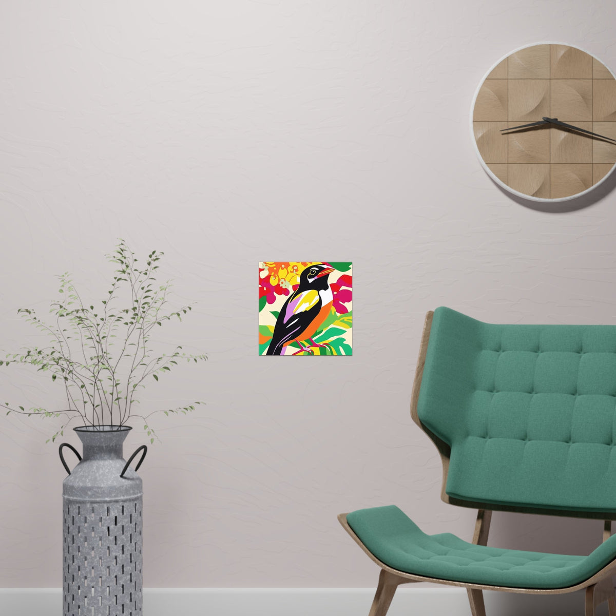 Happy Bird in Colorful Savanna Poster Poster - Blululi