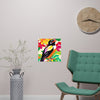 Happy Bird in Colorful Savanna Poster Poster - Blululi