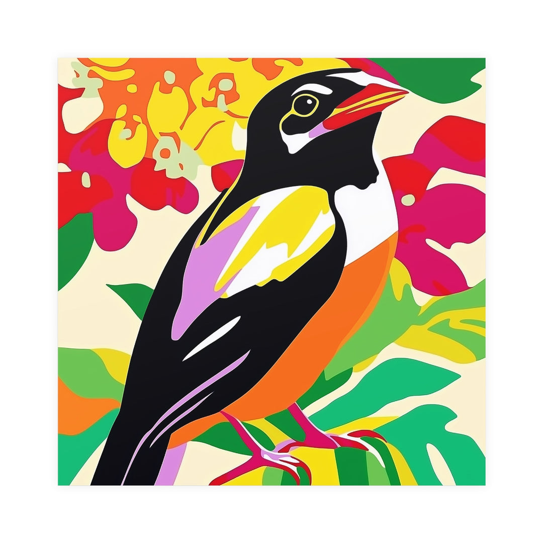 Happy Bird in Colorful Savanna Poster Poster - Blululi