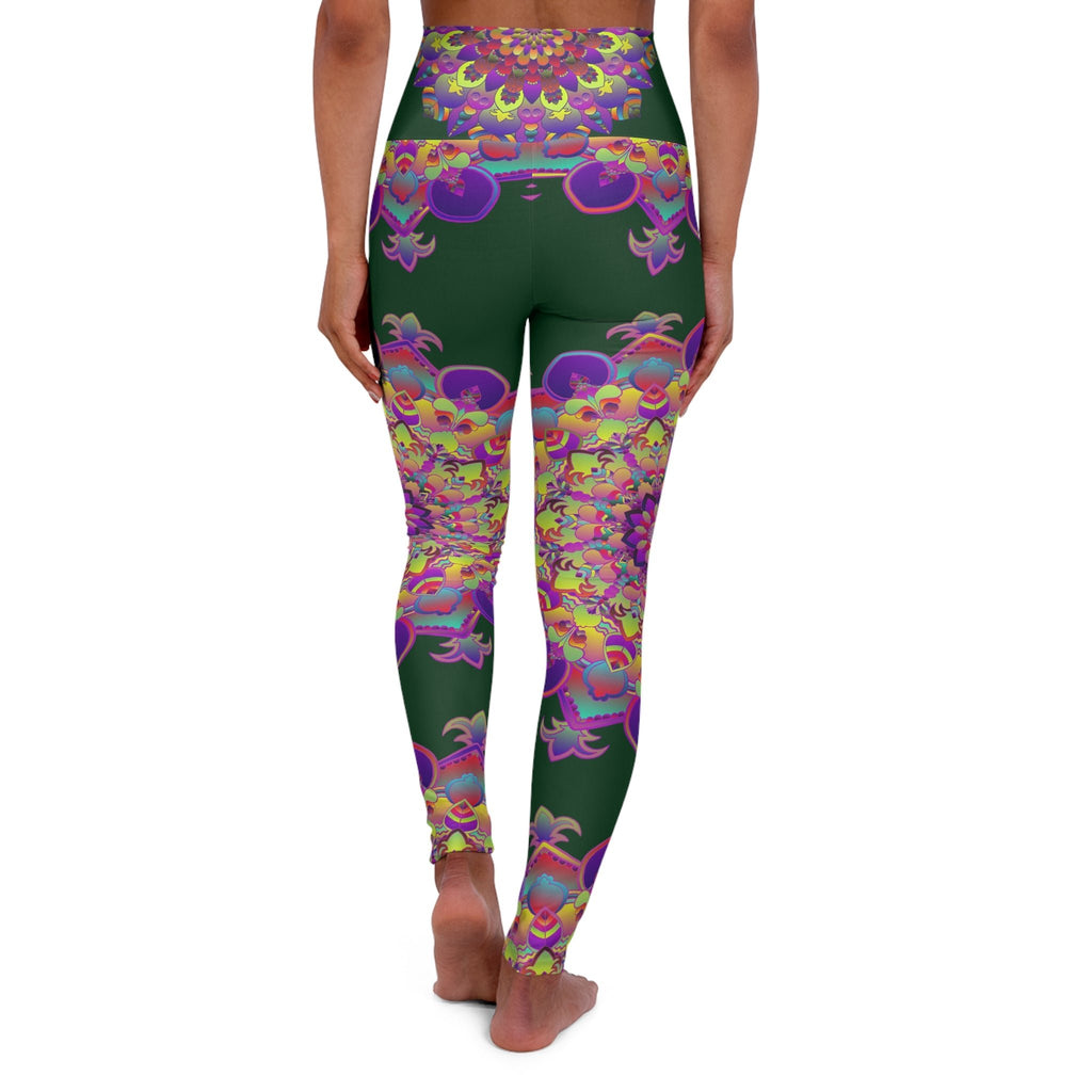 High Waisted Forest Green Mandala Art Yoga Leggings - Snug Fit All Over Prints - Blululi