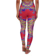 High Waisted Mandala Art Yoga Leggings - Cranberry Red All Over Prints - Blululi