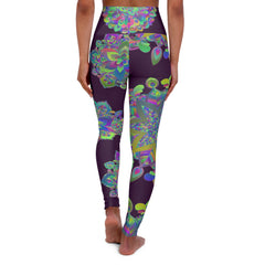 High Waisted Mandala Art Yoga Leggings - Dark Plum All Over Prints - Blululi