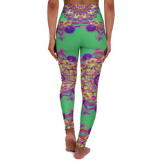 High Waisted Mandala Art Yoga Leggings - Emerald Green All Over Prints - Blululi