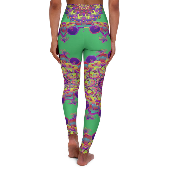 High Waisted Mandala Art Yoga Leggings - Emerald Green All Over Prints - Blululi