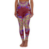 High Waisted Mandala Art Yoga Leggings - Rich Burgundi All Over Prints - Blululi