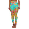 High Waisted Mandala Art Yoga Leggings - Turquoise/Gold All Over Prints - Blululi