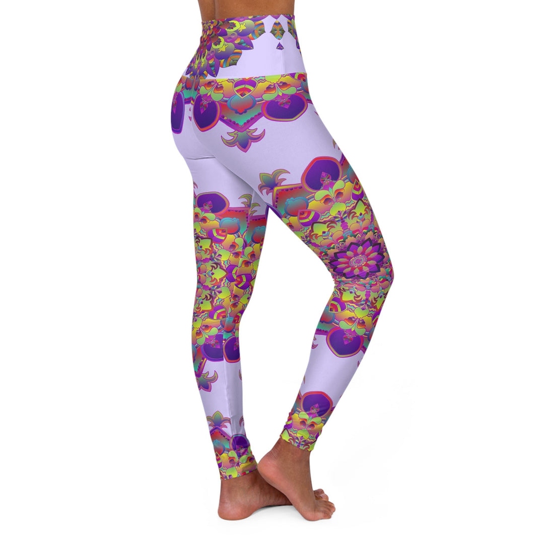 High Waisted Mandala Art Yoga Pants - Pale Lavender All Over Prints - Blululi