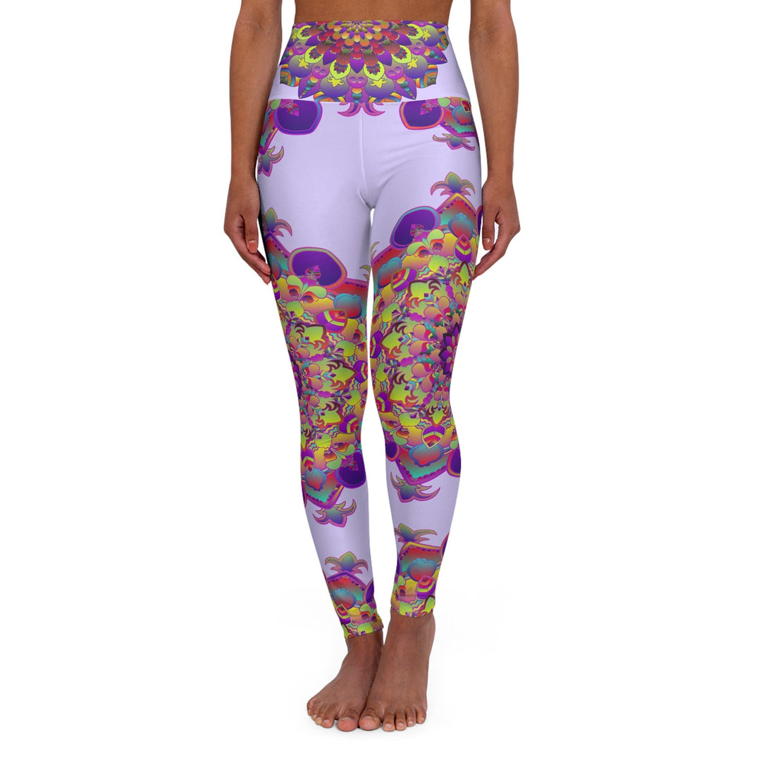 High Waisted Mandala Art Yoga Pants - Pale Lavender All Over Prints - Blululi