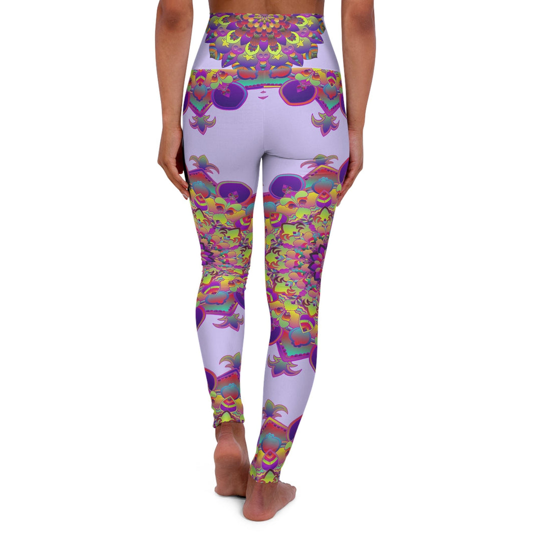 High Waisted Mandala Art Yoga Pants - Pale Lavender All Over Prints - Blululi