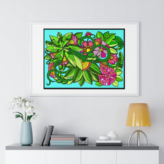 Horizontal Framed Poster - Flower Doodle 36"x24" - Blululi