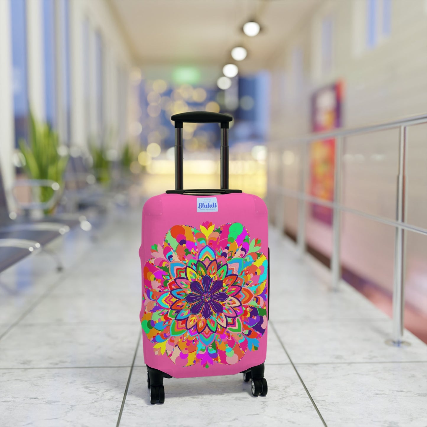 Hot Pink Mandala Luggage Cover Colorful Accessories - Blululi