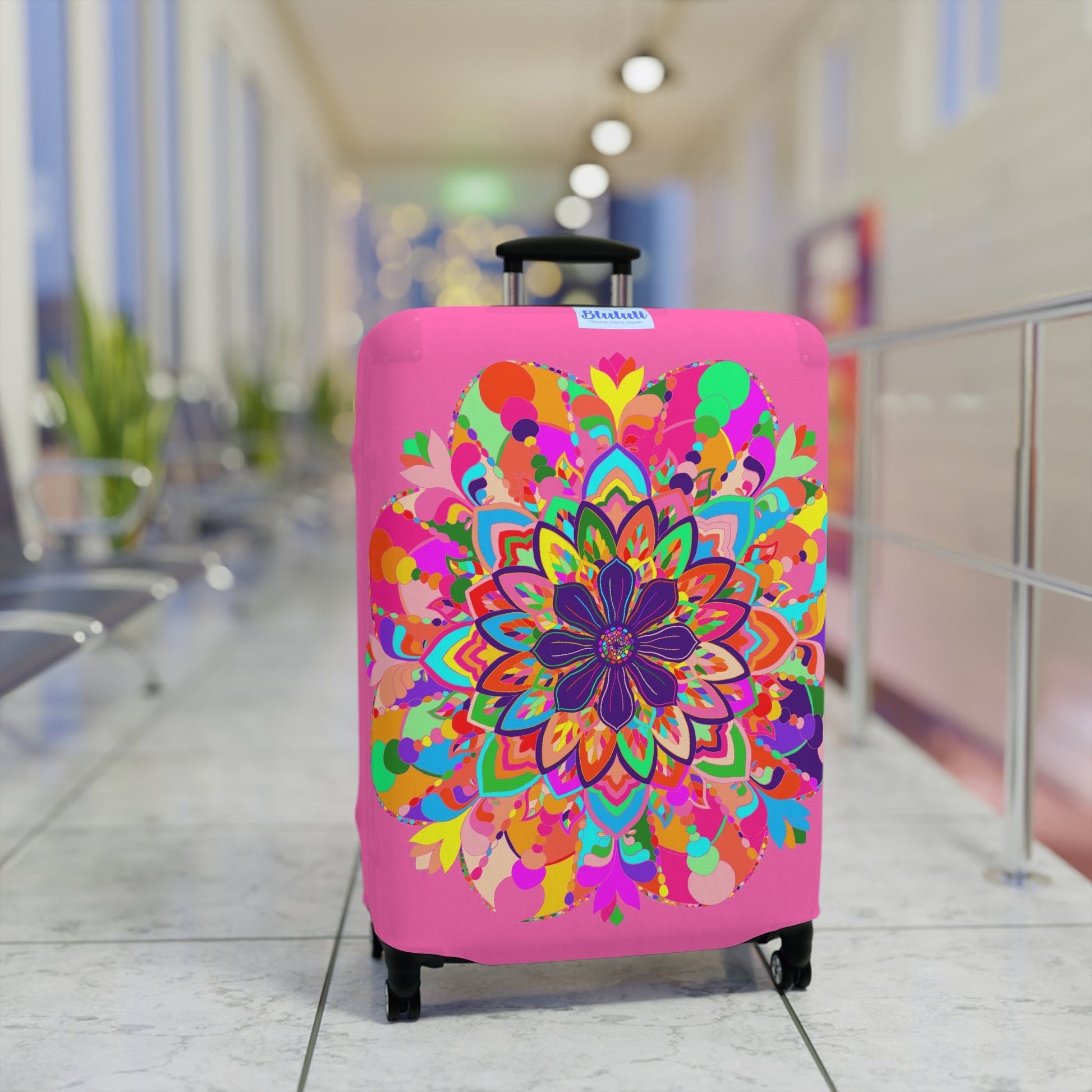 Hot Pink Mandala Luggage Cover Colorful Accessories - Blululi