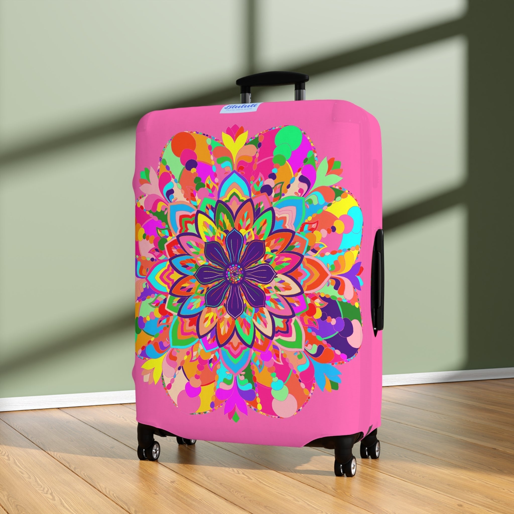 Hot Pink Mandala Luggage Cover Colorful Accessories - Blululi