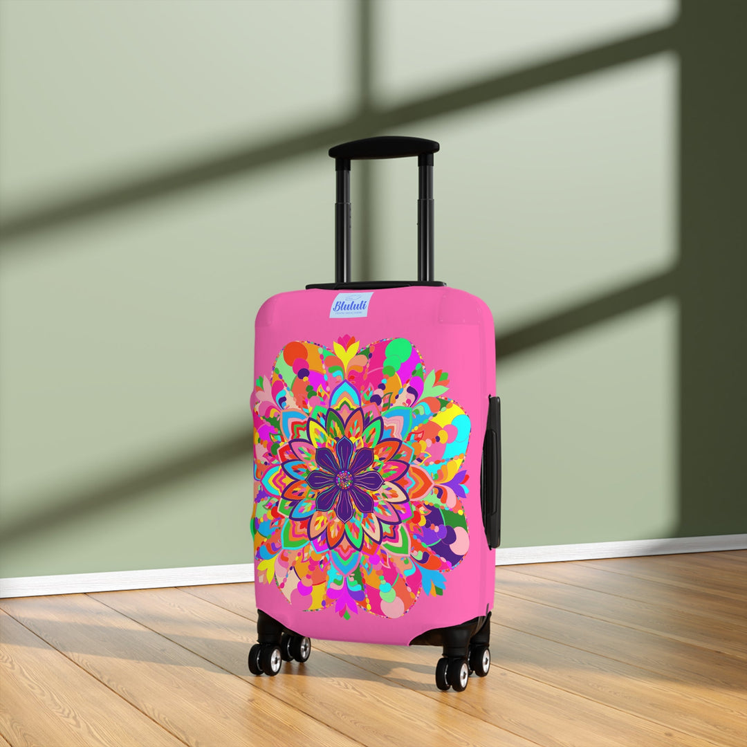 Hot Pink Mandala Luggage Cover Colorful Accessories - Blululi