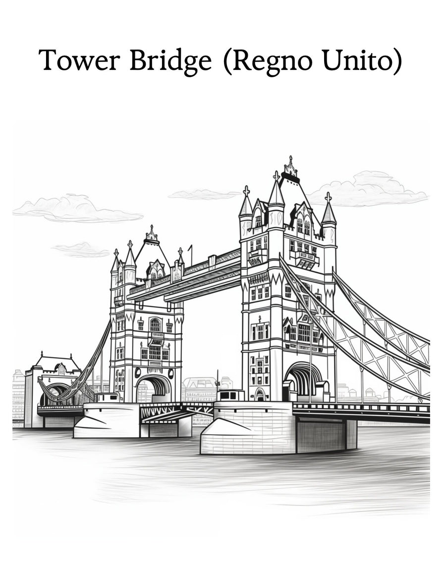 Libro para colorear de puntos de referencia europeos de Blululi - 19 páginas