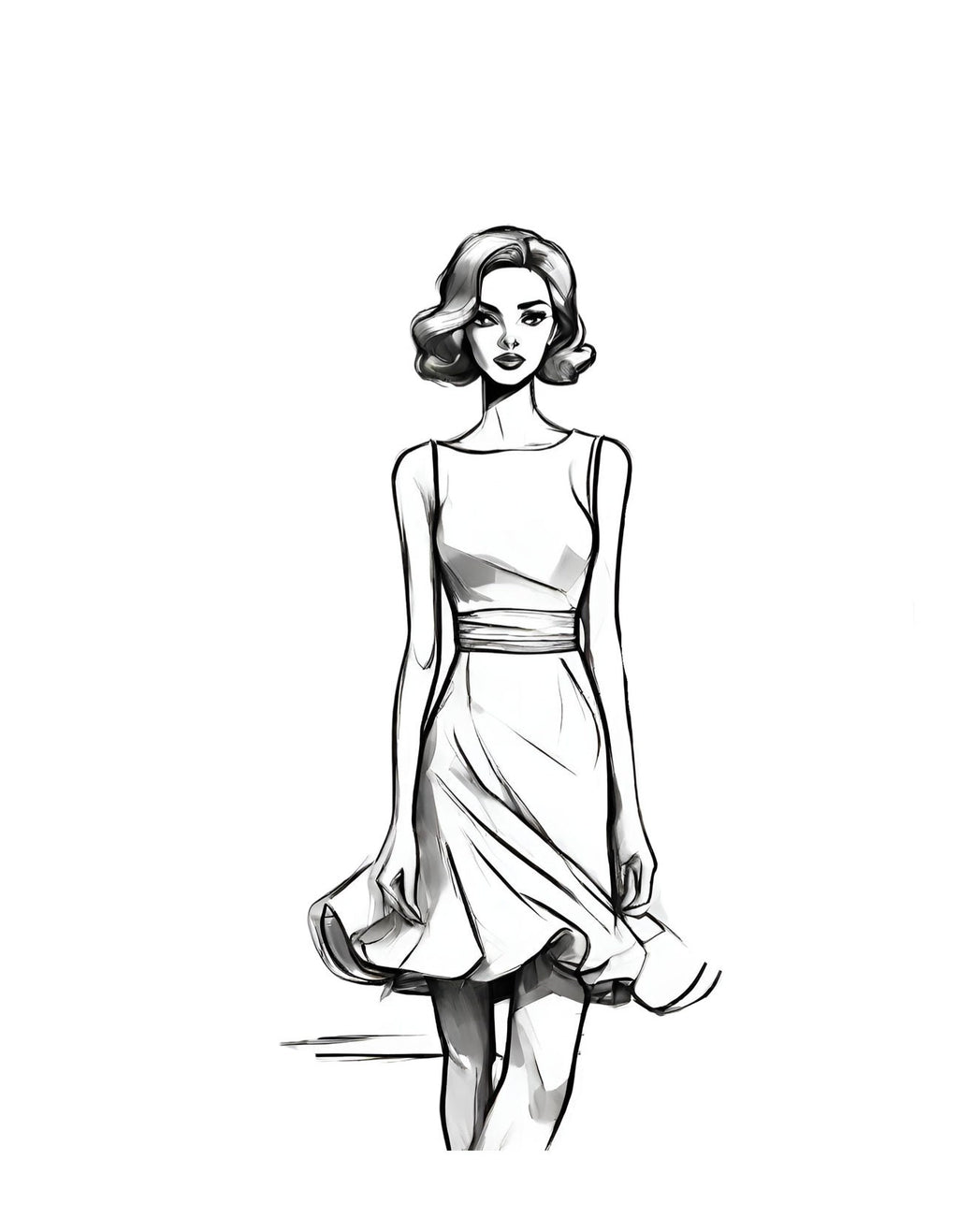 Fashion Coloring Page of a Japanese Kimono Dress, Celebrating Cultural Diversity in the World Fashion Dresses Coloring Pages by Blululi