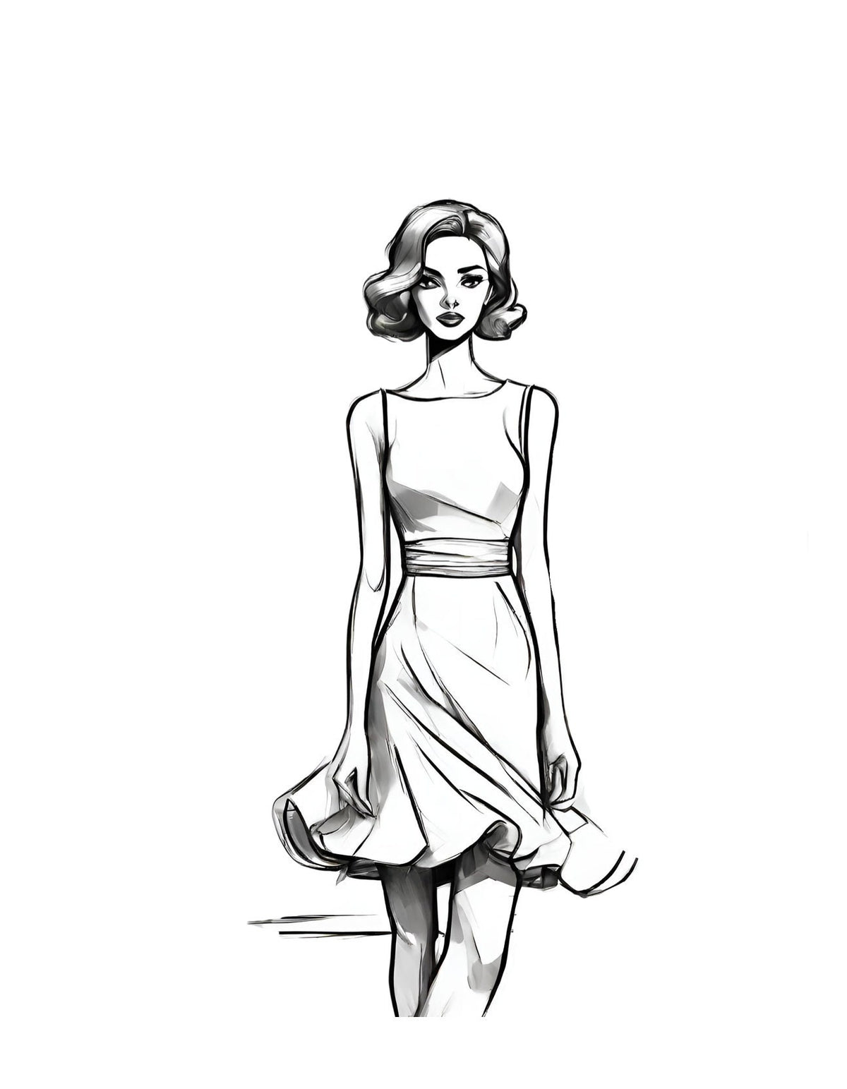 Fashion Coloring Page of a Japanese Kimono Dress, Celebrating Cultural Diversity in the World Fashion Dresses Coloring Pages by Blululi