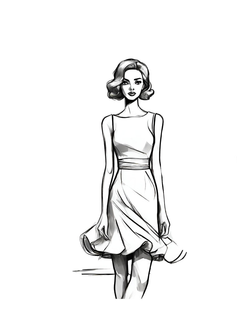 Fashion Coloring Page of a Japanese Kimono Dress, Celebrating Cultural Diversity in the World Fashion Dresses Coloring Pages by Blululi