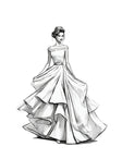 Coloring Page of a Spanish Flamenco Dress, part of the Fashion Coloring Book showcasing Cultural Diversity and Global Fashion by Blululi