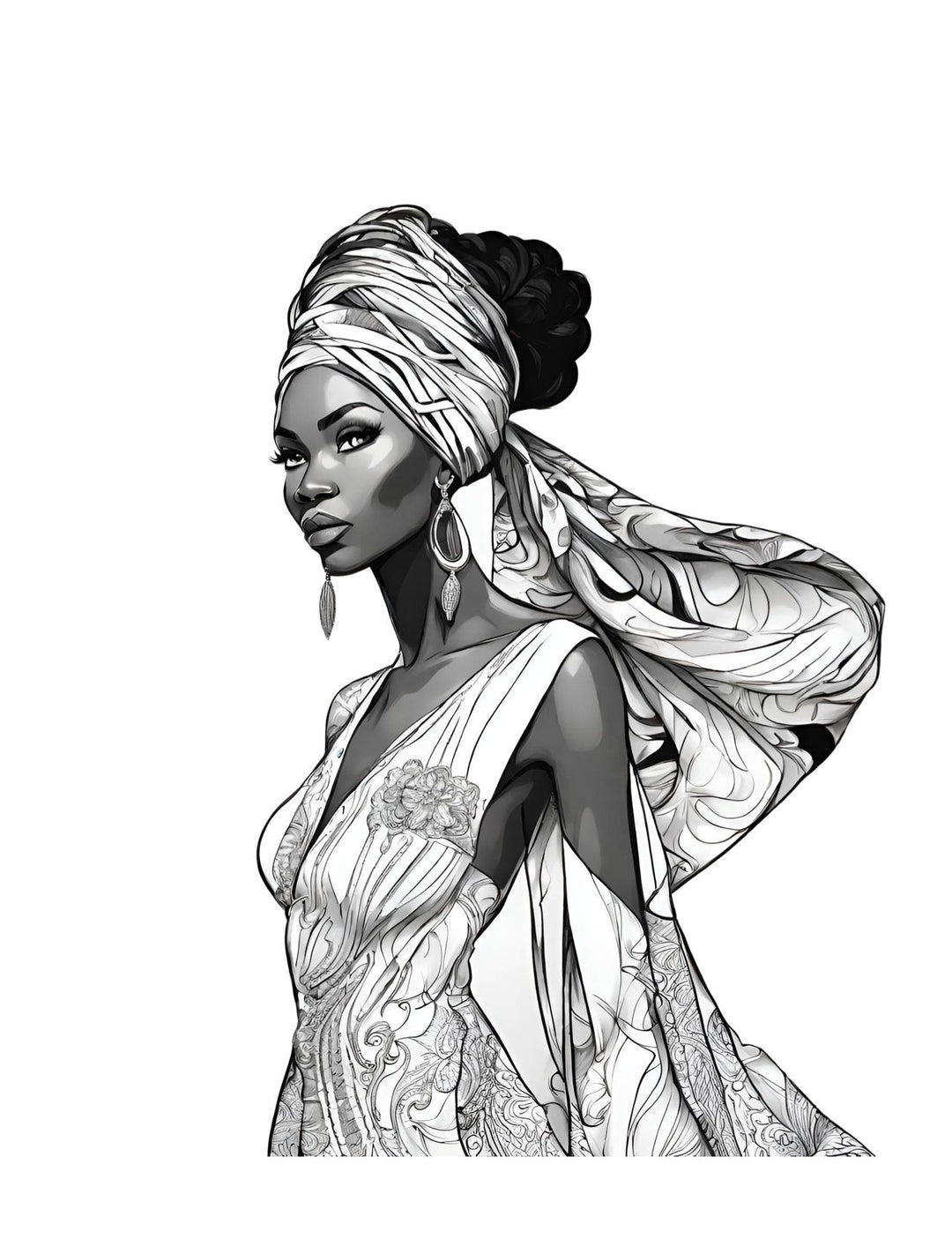 Fashion Coloring Page of a Russian Traditional Folk Dress, showcasing Cultural Diversity and Global Fashion in the World Fashion Coloring Book by Blululi