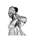 Fashion Coloring Page of a Russian Traditional Folk Dress, showcasing Cultural Diversity and Global Fashion in the World Fashion Coloring Book by Blululi