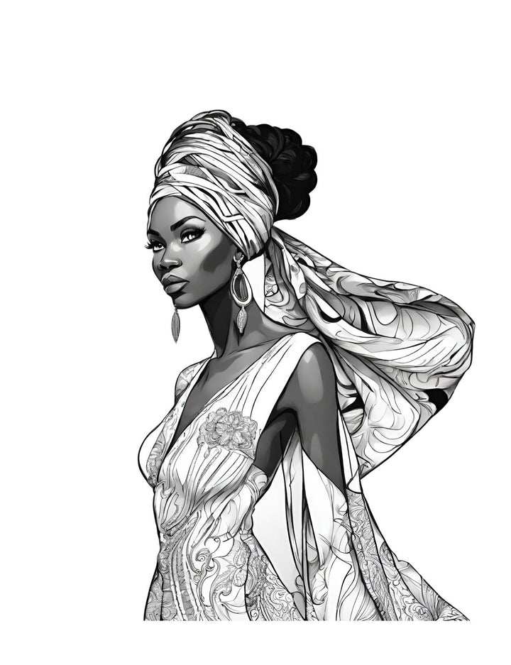 Fashion Coloring Page of a Russian Traditional Folk Dress, showcasing Cultural Diversity and Global Fashion in the World Fashion Coloring Book by Blululi