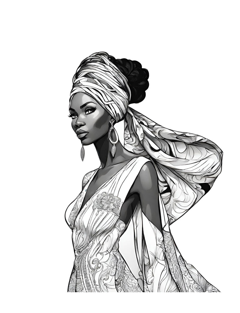 Fashion Coloring Page of a Russian Traditional Folk Dress, showcasing Cultural Diversity and Global Fashion in the World Fashion Coloring Book by Blululi