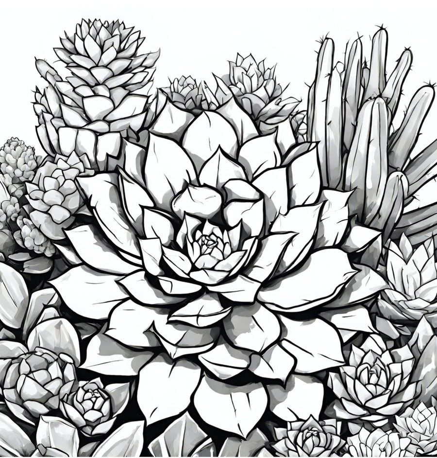 Desert Oasis Coloring Book: Cacti and Succulents, Mindfulness Coloring, Botanical Coloring, Antistress, Art Therapy, Desert Coloring Pages