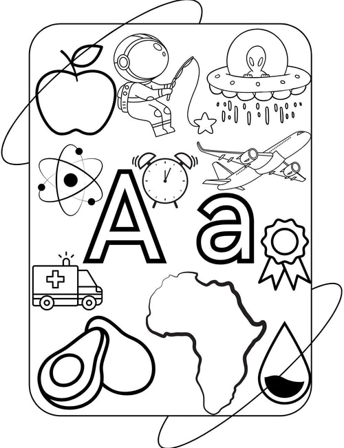 Flashcards de Alphabet Blululi - Páginas para colorear imprimibles para niños