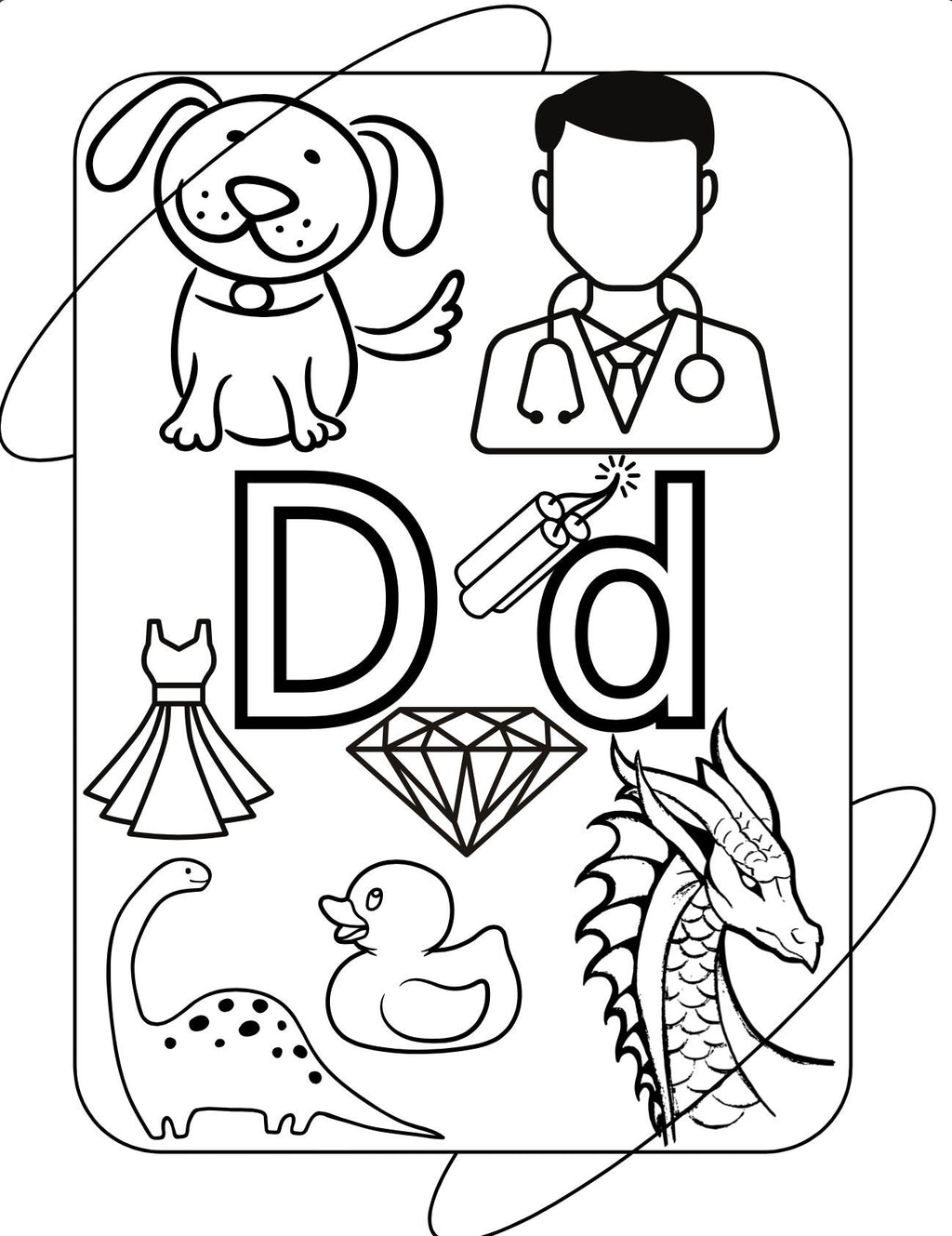 26 Alphabet-Lernkarten – Ausmalbilder zum Ausdrucken für Kinder