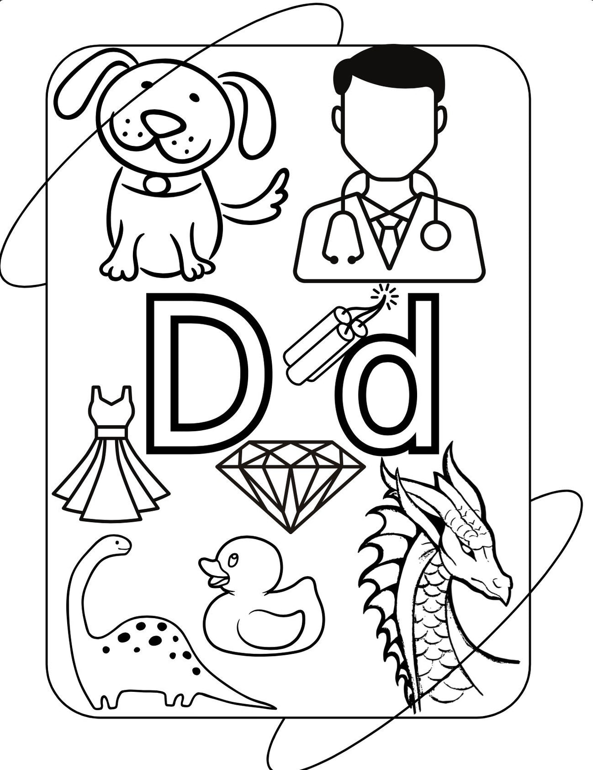 26 Alphabet-Lernkarten – Ausmalbilder zum Ausdrucken für Kinder