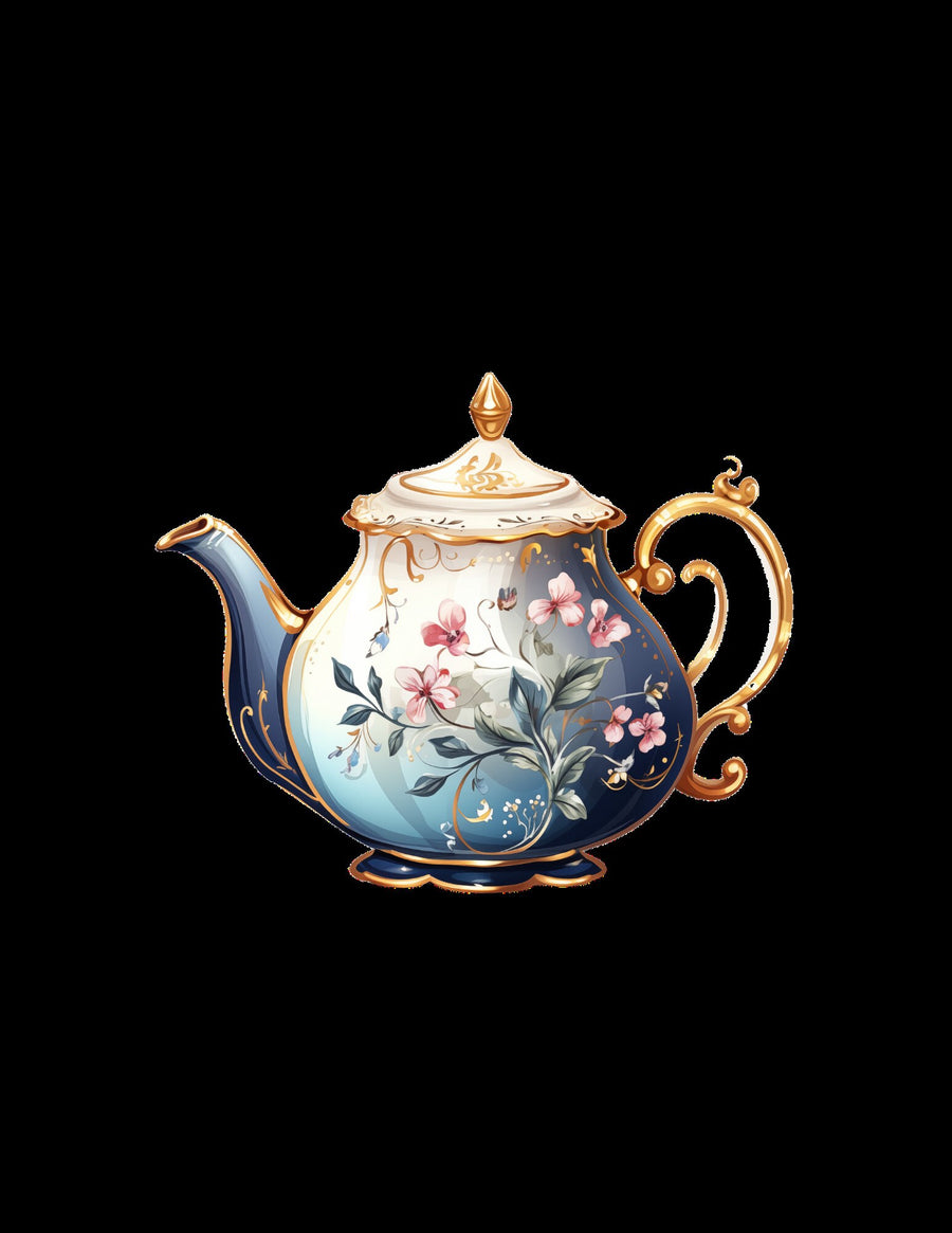 Tea Party ClipArt Bundle, Teeservice ClipArt, Teekannen, Blumendekor, Macaron ClipArt, Kuchenscheiben, süßer Cupcake-Ständer, Macaron-Turm