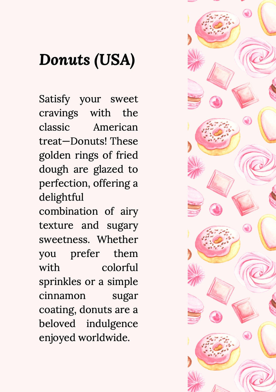 Kochbuchvorlage „Global Desserts“ – die süße Welt der internationalen Desserts – Canva-Design – A4 und 8,5 x 11 Zoll