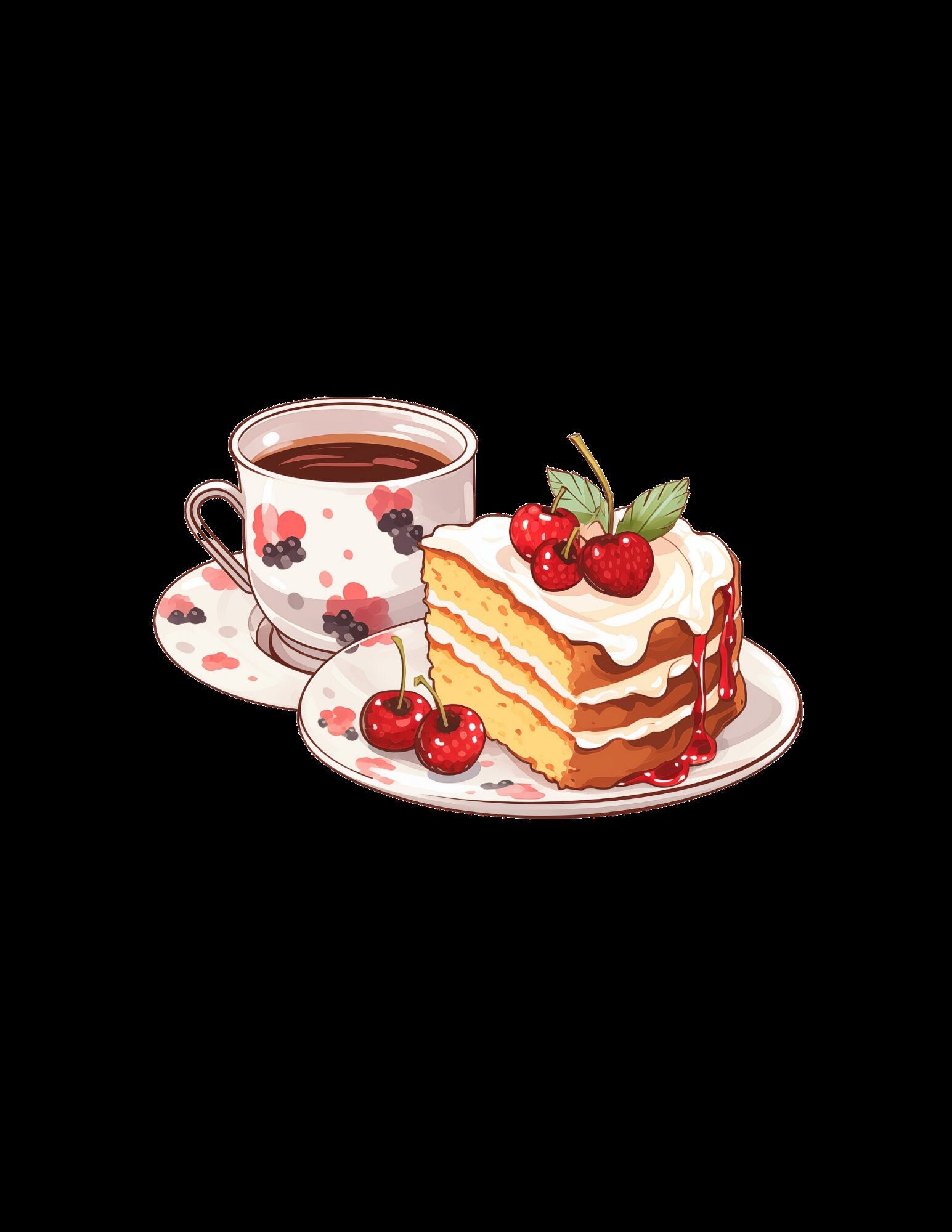 Tea Party ClipArt Bundle, Teeservice ClipArt, Teekannen, Blumendekor, Macaron ClipArt, Kuchenscheiben, süßer Cupcake-Ständer, Macaron-Turm
