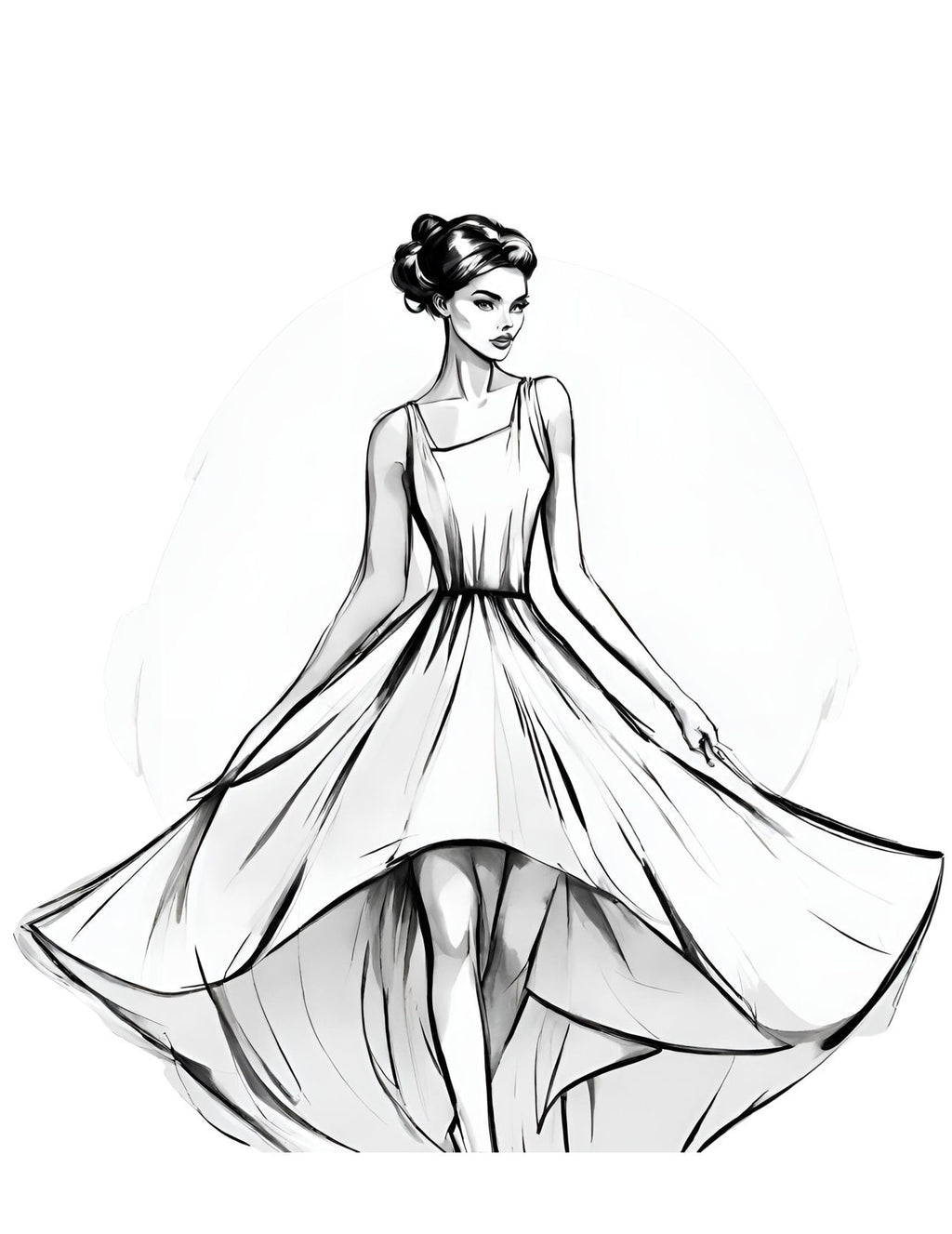 Illustration of a Mexican Traditional Dress, a page from the World Fashion Dresses Coloring Book for Kids and Adults by Blululi
