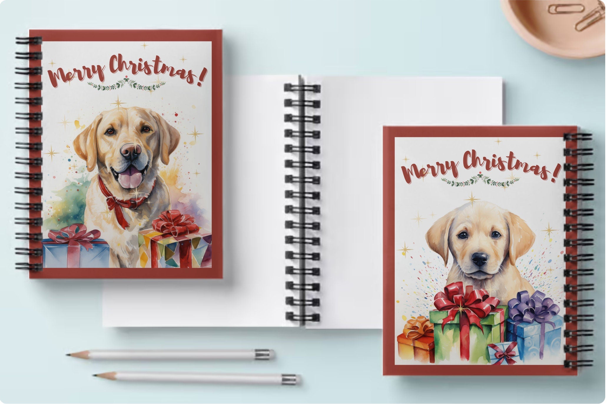 Printable Watercolor Doggy Christmas Cards for Labrador