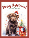 Labrador Trio Watercolor Doggy Christmas Cards Gift for Dog